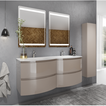 Mobile bagno sospeso 140 cm in legno Cappuccino Lucido con Lavabo Atene