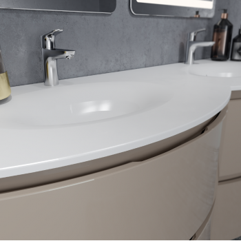 Mobile bagno sospeso 140 cm in legno Cappuccino Lucido con Lavabo Atene