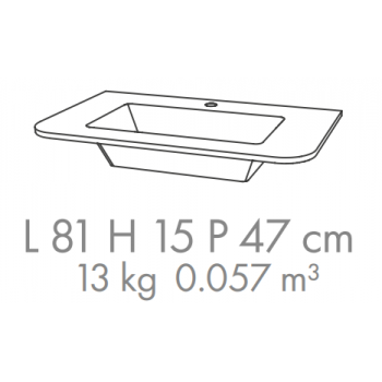 Mobile bagno sospeso 80 cm Apollo in legno Grigio Scuro Lucido con Lavabo