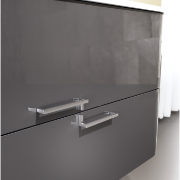 Mobile bagno sospeso 80 cm Apollo in legno Grigio Scuro Lucido con Lavabo