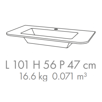 Mobile bagno sospeso 100 cm Apollo in legno Grigio Scuro Lucido con Lavabo