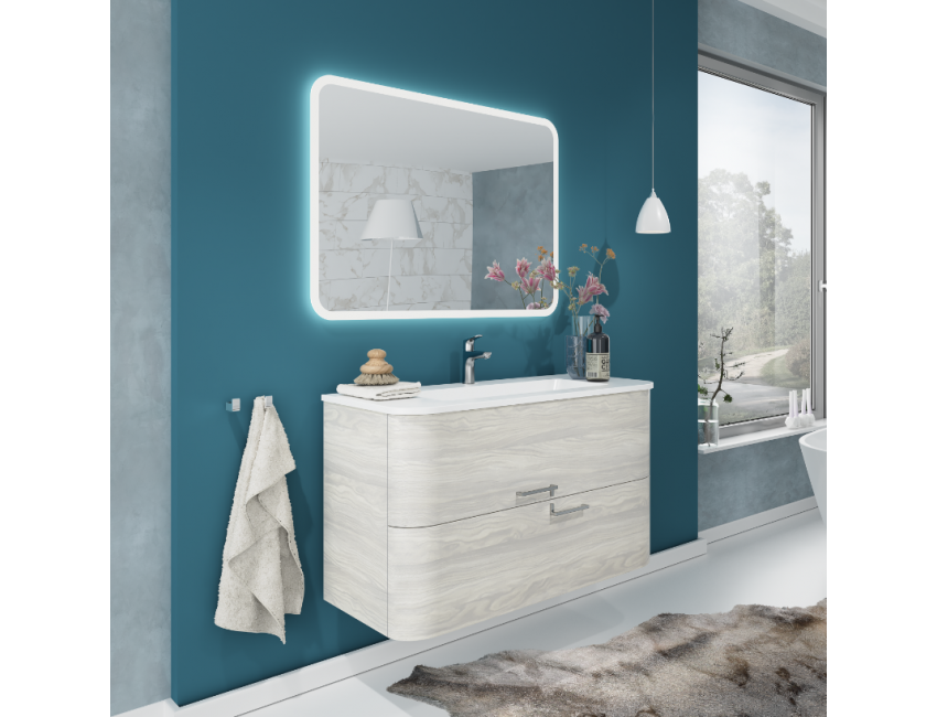 Mobile bagno sospeso 80 cm Apollo in legno Nordico con Lavabo