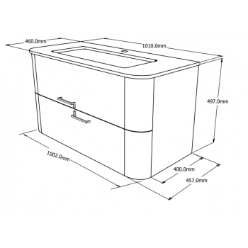 Mobile bagno sospeso 100 cm Apollo in legno Grigio Scuro Lucido con Lavabo