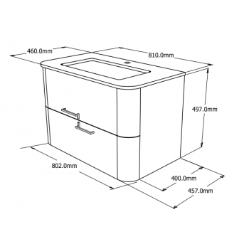Mobile bagno sospeso 80 cm Apollo in legno Cappuccino Lucido con Lavabo
