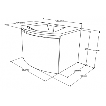 Mobile bagno sospeso 60 cm Venere in legno Bianco Lucido con Lavabo in ceramica