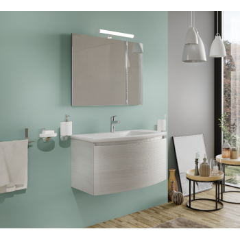 Mobile bagno sospeso 80 cm Venere in legno Nordico con Lavabo in ceramica
