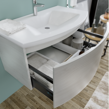 Mobile bagno sospeso 80 cm Venere in legno Nordico con Lavabo in ceramica