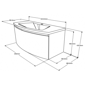Mobile bagno sospeso 100 cm Venere in legno Crema lucido con Lavabo in ceramica