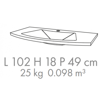 Mobile bagno sospeso 100 cm Venere in legno Crema lucido con Lavabo in ceramica