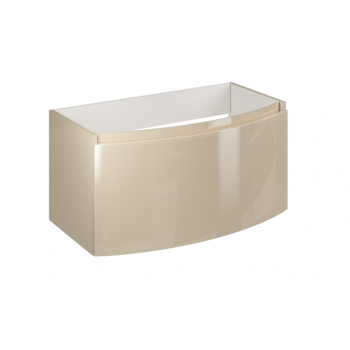 Mobile bagno sospeso 80 cm Venere in legno Crema lucido con Lavabo in ceramica