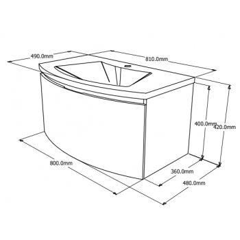 Mobile bagno sospeso 80 cm Venere in legno Crema lucido con Lavabo in ceramica