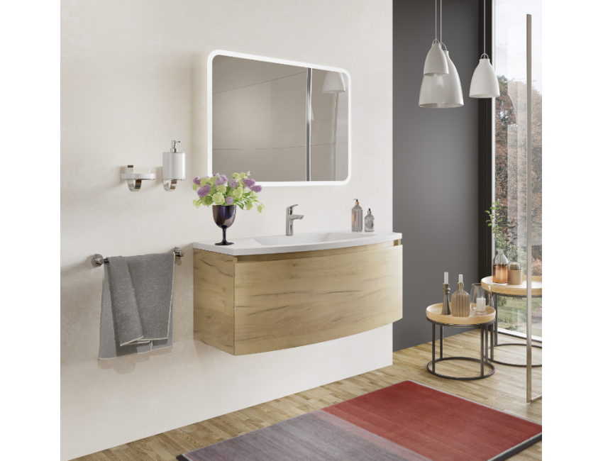 Badezimmer Badmöbel 80 cm Venere aus Nordische Holz mit Keramik Waschtisch