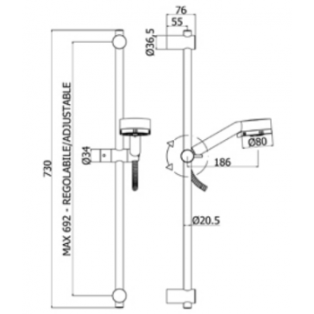 Saliscendi Doccia 3 getti Jacuzzi