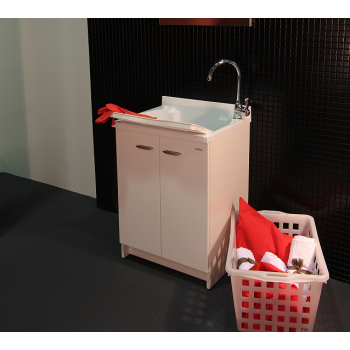 Mobile Lavatoio 60x60 cm con vasca termoplastica e due ante Montegrappa serie Marella