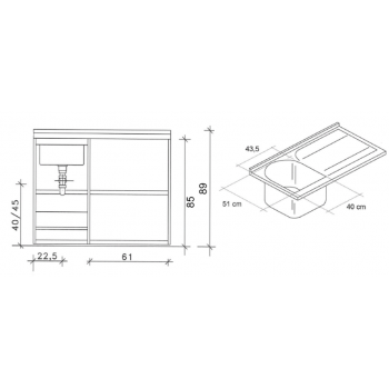 Waschmaschinenschrank mit rechter Befestigung 109x60 cm Giunone