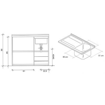 Waschmaschinenschrank mit rechter Befestigung 109x60 cm Giove