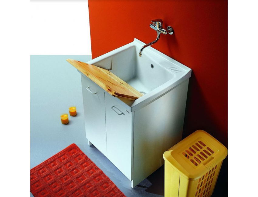 Mobile Lavatoio 63x60 cm con doppia anta e vasca in ceramica serie Era