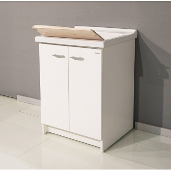 Waschraumschrank 63x60 cm mit Doppeltür und Keramik Badewanne Era