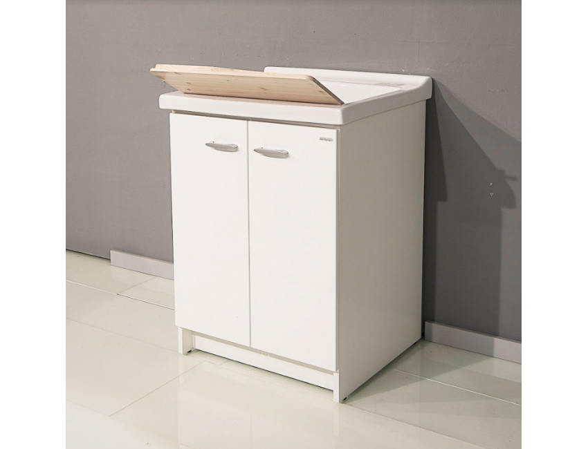 Waschraumschrank 63x60 cm mit Doppeltür und Keramik Badewanne Era