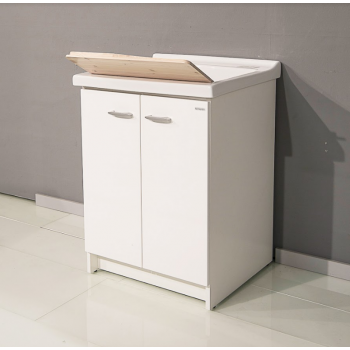 Waschraumschrank 63x60 cm mit Doppeltür und Keramik Badewanne Era