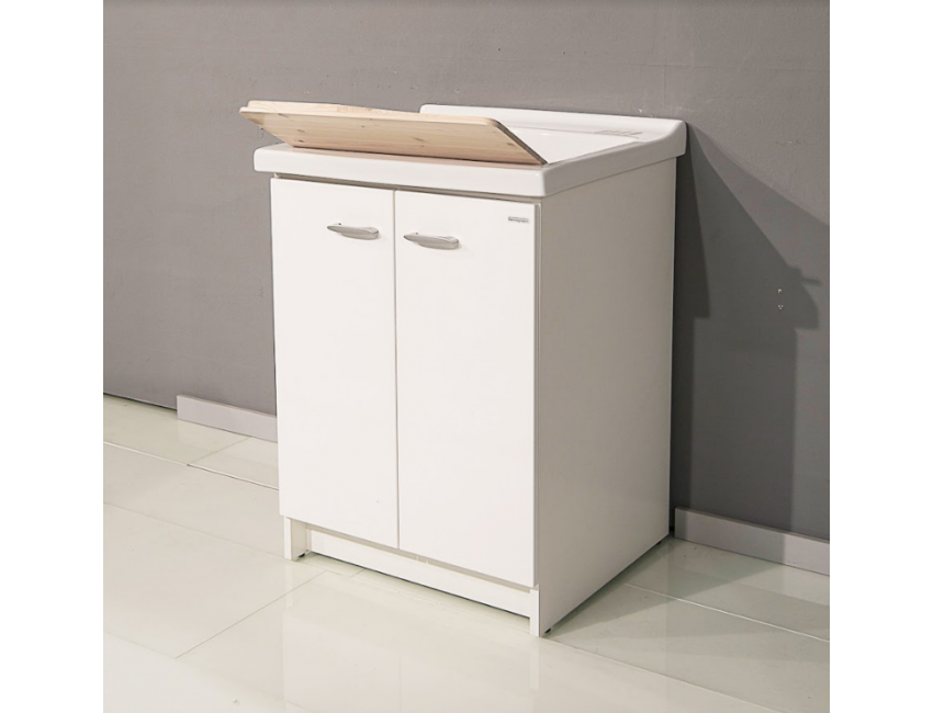 Waschraumschrank 63x60 cm mit Doppeltür und Keramik Badewanne Era