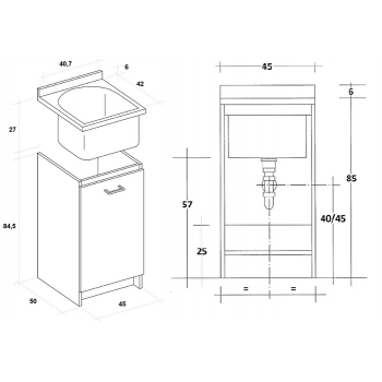 Waschraumschrank 60x60 cm mit thermoplastischer Badewanne Montegrappa Marella