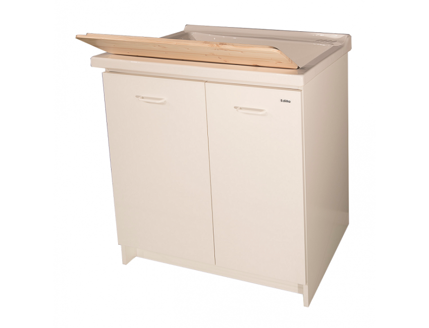 Waschraumschrank 63x60 cm mit Doppeltür und Keramik Badewanne Era