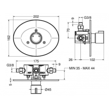 Idral Selbstschluss-Thermostatbatterie für Dusche 908.32