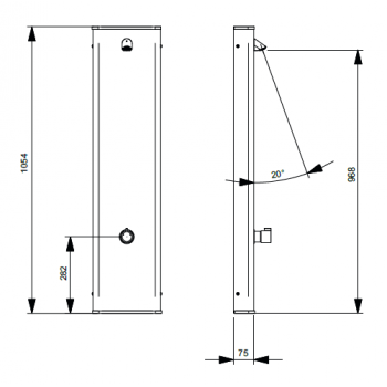 Idral Wandduschpaneel aus Edelstahl mit Zeitmischer und Drucktastersteuerung 09212
