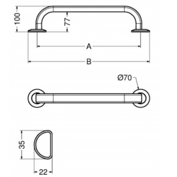 Idral maniglione di supporto in Alluminio serie Home 12100AS-30