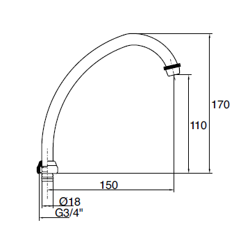 Idral Bocca di erogazione girevole ad ombrello Ø 18 mm 09500S-200