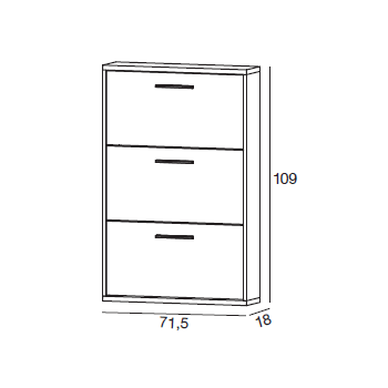 Scarpiera 109 cm colore Quercia con tre ribalte