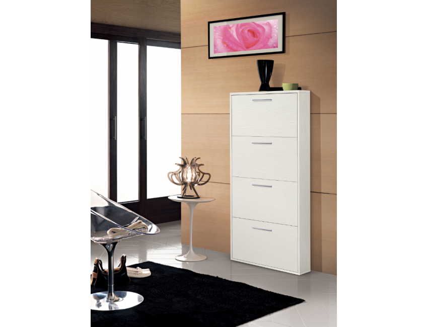 Scarpiera 143 cm Bianco Graffiato con quattro ribalte