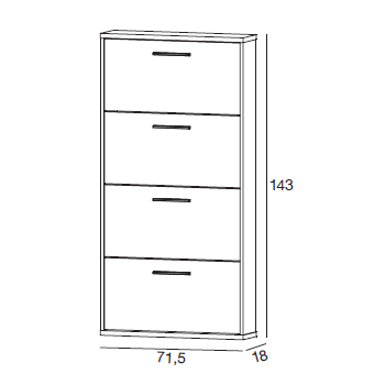 Scarpiera 143 cm Bianco Graffiato con quattro ribalte