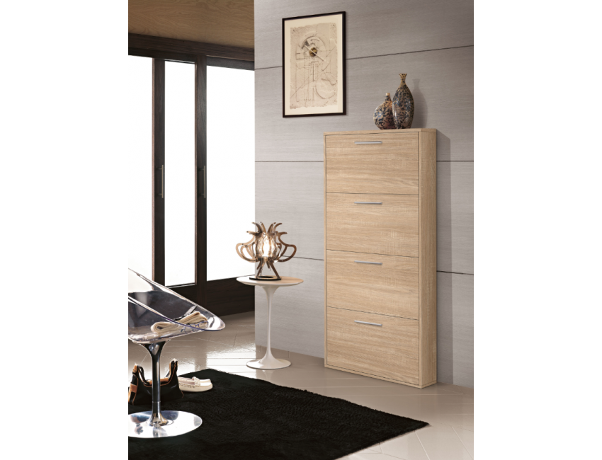 Scarpiera 143 cm colore Quercia con quattro ribalte