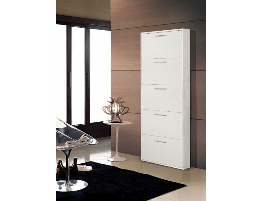 Scarpiera 177 cm Bianco Graffiato con cinque ribalte