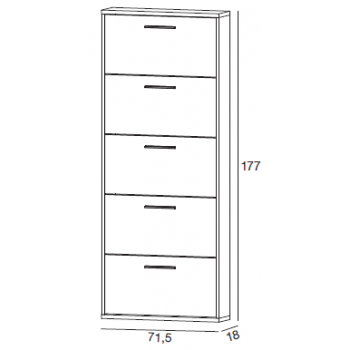 Scarpiera 177 cm Bianco Graffiato con cinque ribalte