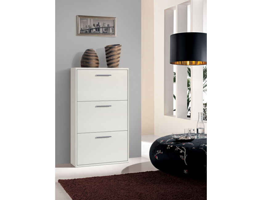 Scarpiera 122 cm Bianco Graffiato con tre ribalte