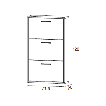 Scarpiera 122 cm Bianco Graffiato con tre ribalte