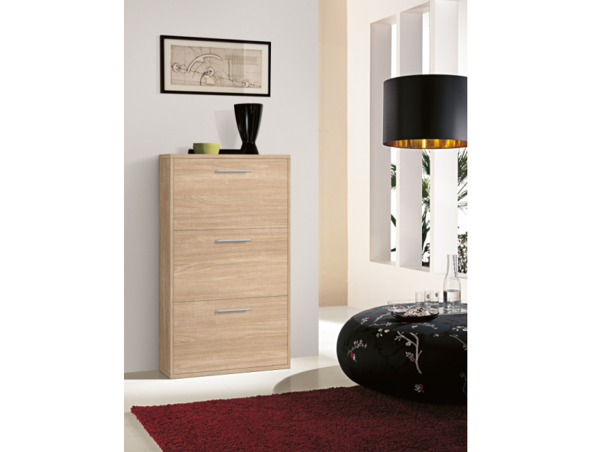 Scarpiera 122 cm colore Quercia con tre ribalte