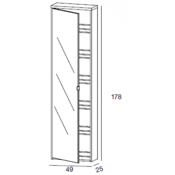 Scarpiera 178 cm Bianco Graffiato con anta a specchio