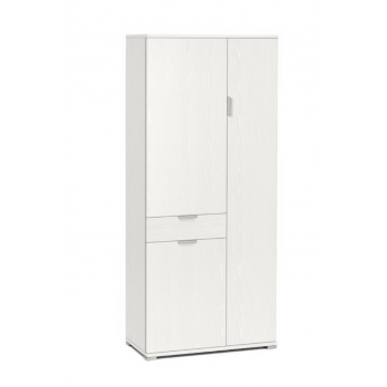 Armadio 178 cm Bianco frassinato con tre ante ed un cassetto