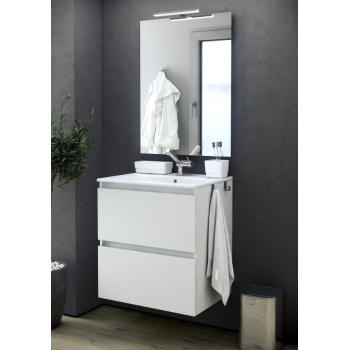 Mobile bagno sospeso 60 cm Bianco Satinato con Lavabo
