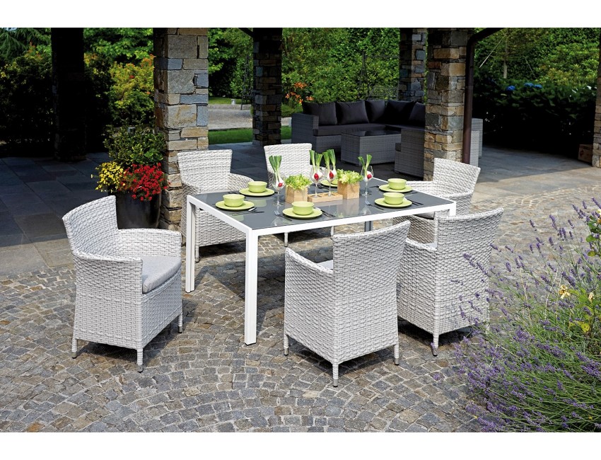 DINING SET VARIGOTTI CON SEDIE E PIANO IN VETRO TEMPERATO