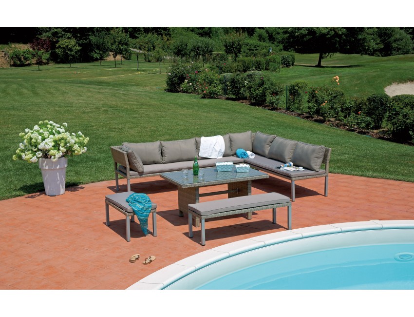 SET PALERMO DIVANI-TAVOLO-PANCHE ESTERNO GIARDINO