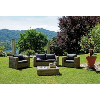 SET TRINIDAD POLTRONE-DIVANO-TAVOLINO-CUSCINI PER ESTERNO GIARDINO