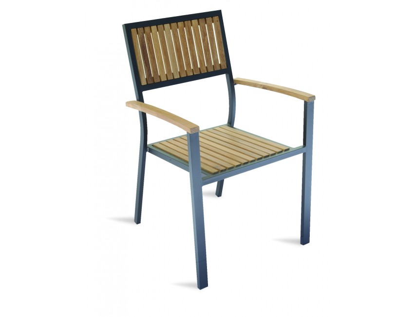 SEDIA IBIZA IMPILABILE ESTERNO GIARDINO LEGNO TEAK ALLUMINIO