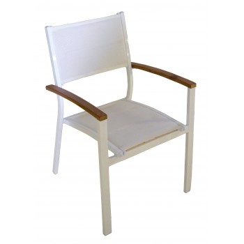 SEDIA BASTIA ESTERNO GIARDINO ALLUMINIO E LEGNO TEAK