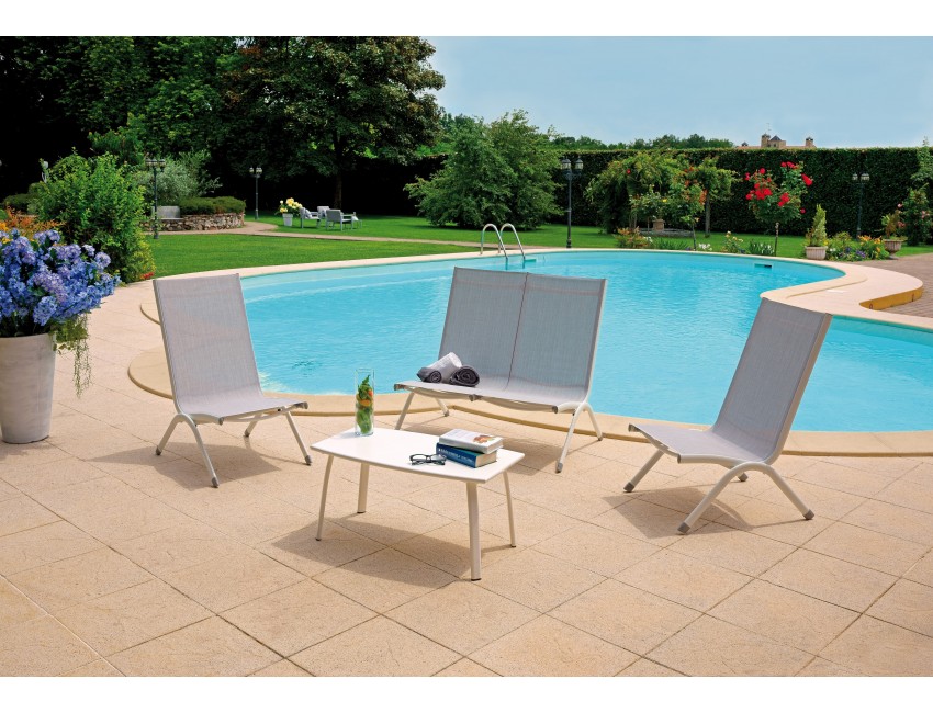 SET ARENZANO ESTERNO GIARDINO POLTRONE DIVANO TAVOLO ALLUMINIO