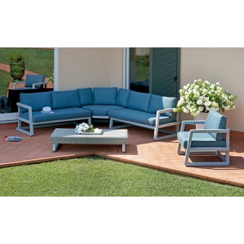 SET RIO DE JANEIRO POLTRONA DIVANO CUSCINI ESTERNO GIARDINO ALLUMINIO